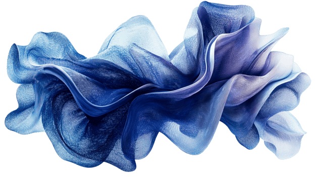 Flowing blue fabric texture, cut out transparent png