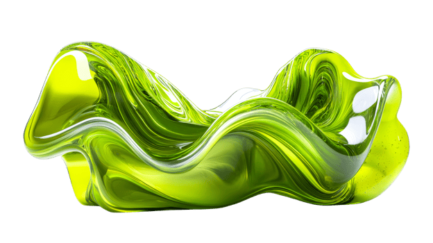 Abstract transparent green curve, cut out transparent png