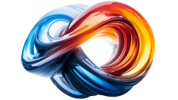 Abstract toroidal knot object, cut out transparent png