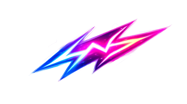 Energy bolts, colorful gradient lightning, cut out transparent png
