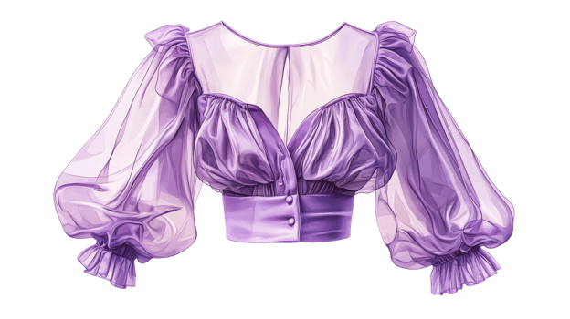 Purple Sheer Blouse, cut out transparent png
