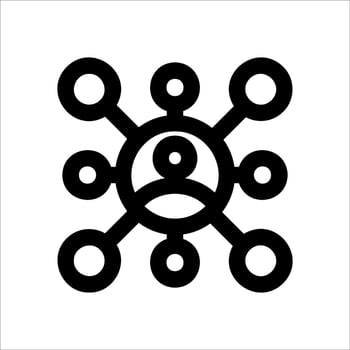 A black and white icon of a circle with circles around it vector