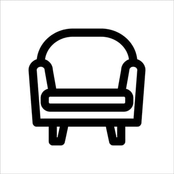 A unique black and white icon of a chairin white background vector