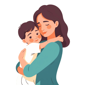 Tender Moment Between Mom and Child Illustration png