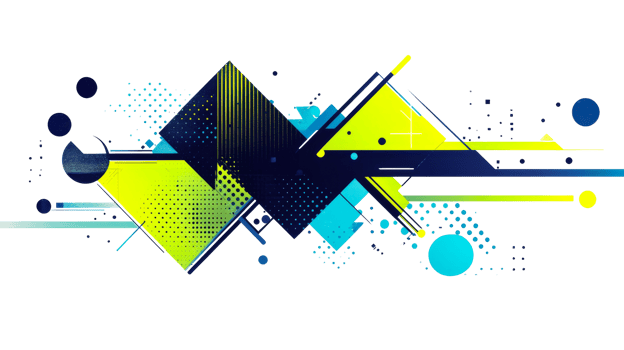 Abstract geometric shapes on black, cut out transparent png