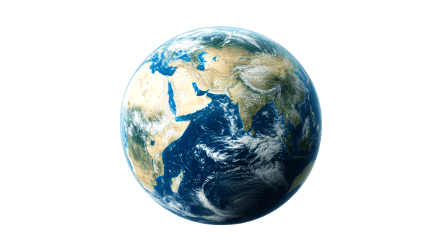 Realistic planet earth globe view, cut out transparent png
