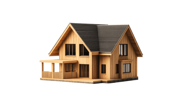 Wooden cabin small architecture, cut out transparent png