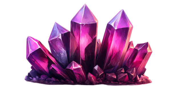 Purple crystal cluster on clear background png