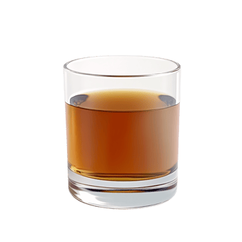 Elegant glass of amber whiskey or bourbon on a transparent background, showcasing the rich color and texture of the alcoholic beverage png