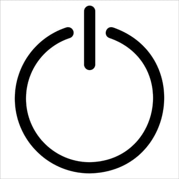 A unique black and white icon of a power button in white background vector