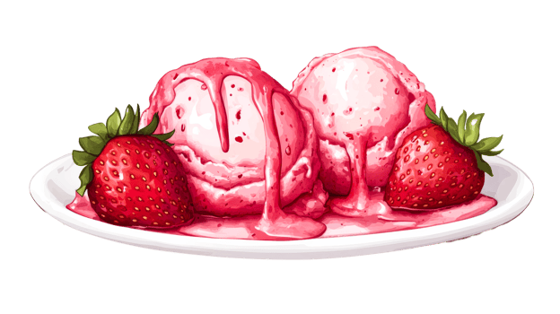 Delicious strawberry ice cream with fresh berries png