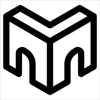 The logo for the m is shown in black and white vector