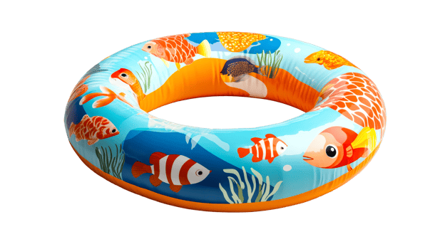 Colorful inflatable ring for summer pool fun png