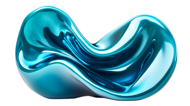 Blue abstract sculpture on clear backdrop png