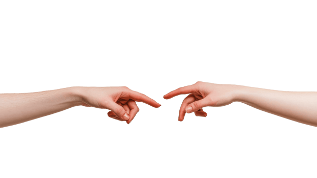 Two hands reaching in connection png
