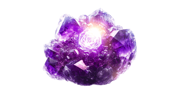 Amethyst crystal, sparkling geode, cut out transparent png