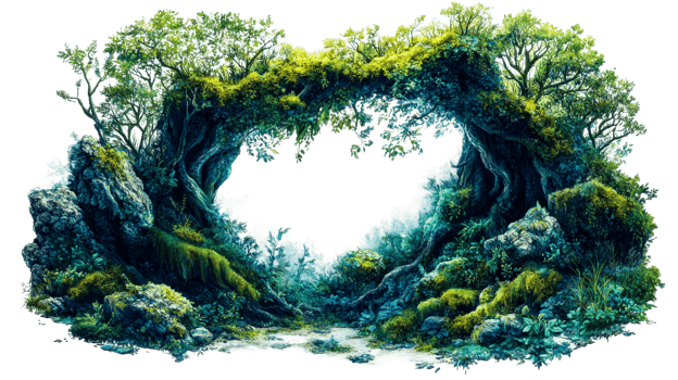 Magic forest arch, transparent png