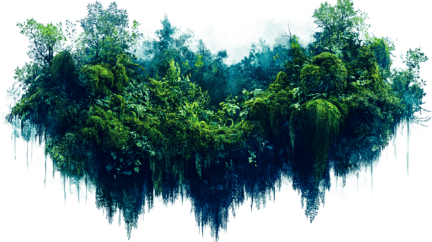 Jungle foliage island, cut out transparent png