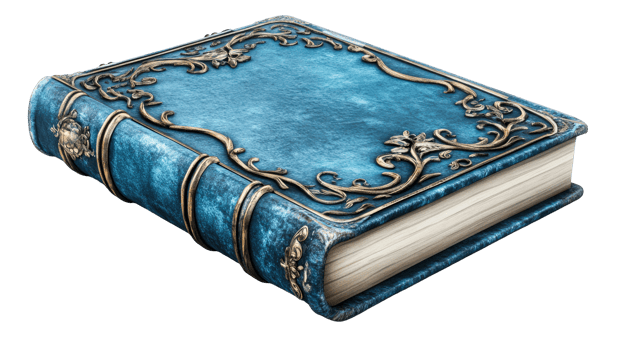 Blue ornate book, cut out transparent png