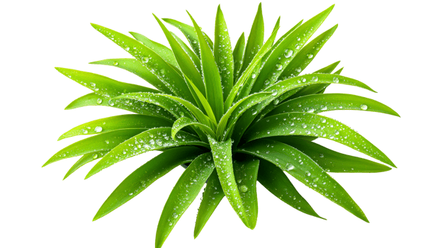 Vibrant green plant with water droplets on leaves png
