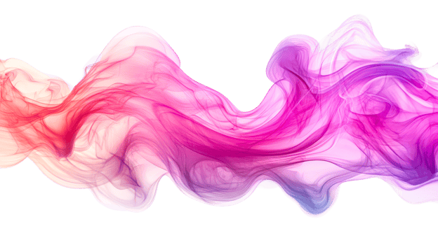 Translucent smoke flows in colorful waves png