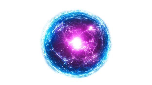 Orb of energy with plasma trails, cut out transparent png