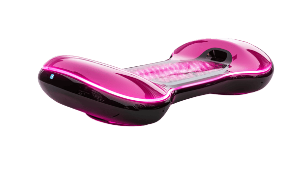 Futuristic pink hoverboard, cut out transparent png