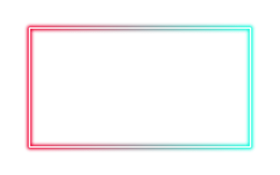 Minimalistic neon rectangle frame with a vibrant red to cyan gradient glow png