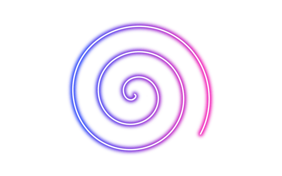 Colorful neon spiral with a smooth blue to pink gradient glow on a transparent background png