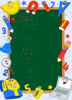 Back to School Concept Design with Chalkboard Cartoon vector