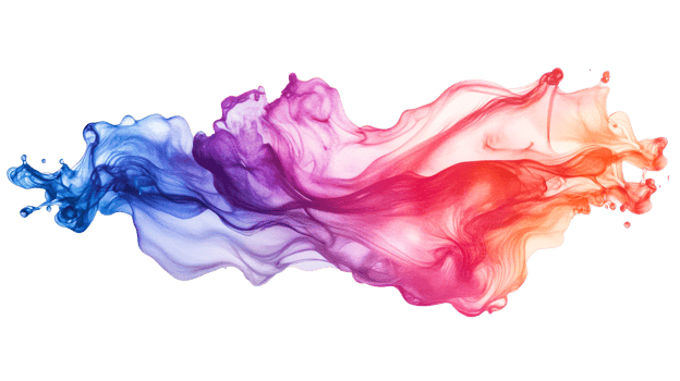 Colorful liquid blend on black, cut out transparent png