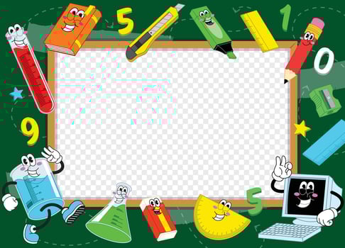 Retro Back to School Background with School Supplies Cartoon vector