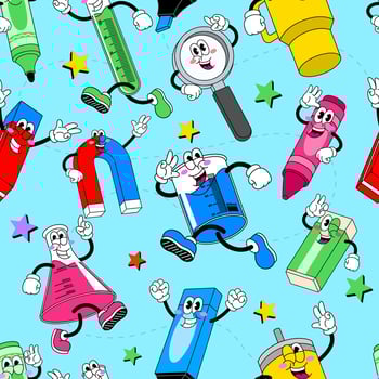 Seamless Pattern Of School Science Equiptment Illustration vector