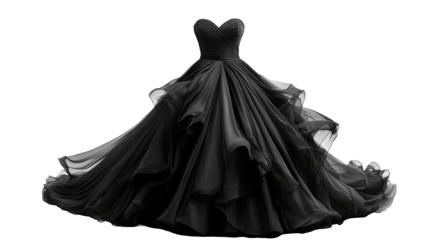 Black gown floating, cut out transparent png
