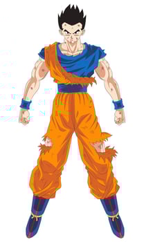 Adult Gohan Battle Damaged in Intense Anime Style vector