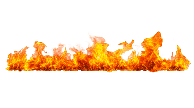 Flaming line, orange, black background, cut out transparent png