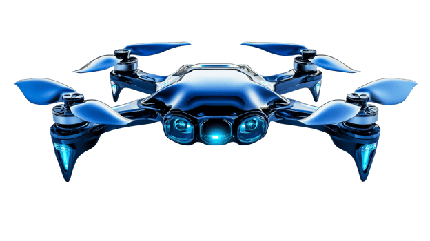 Shiny Blue Drone Isolated, cut out transparent png