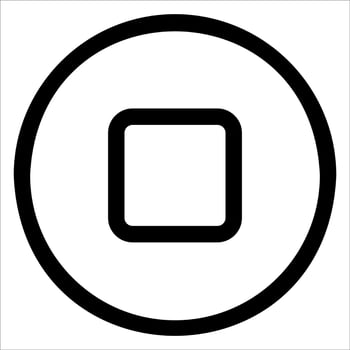 A black and white square icon in a circle vector