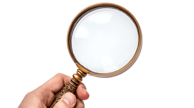 Hand holds lens, cut out transparent png