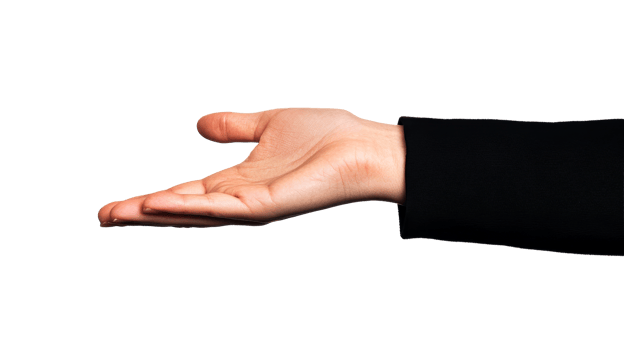 Open human palm upwards, cut out transparent png