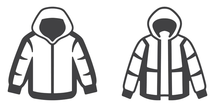 Professional Winter Jacket Icons Silhouette Illustration vector