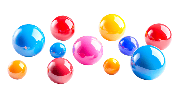 Assorted vibrant spheres on black, cut out transparent png