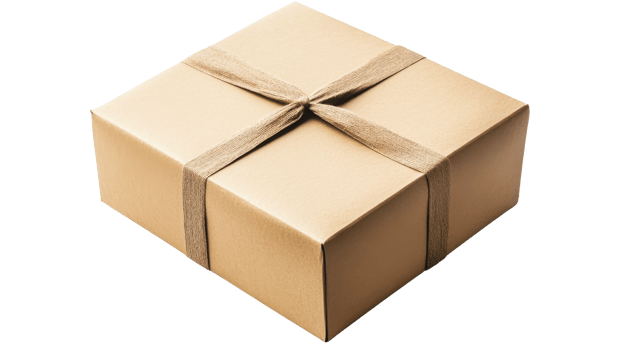 Box wrapped kraft twine, cut out transparent png