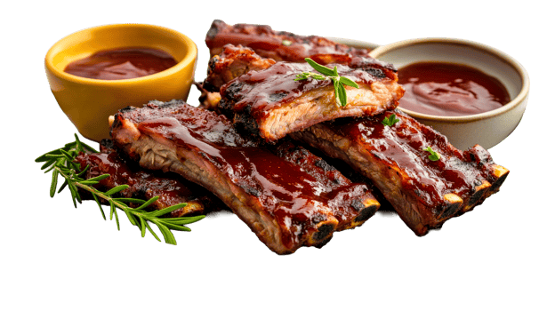 BBQ ribs with sauce, cut out transparent png