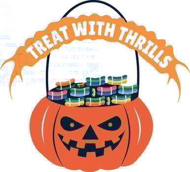 Flat style sticker of halloween sweets vector