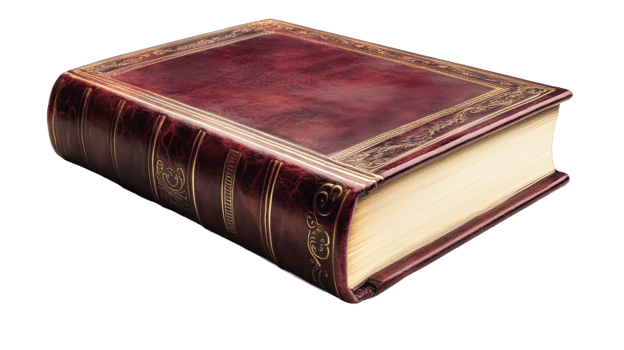 Antique leather book on transparent bg png