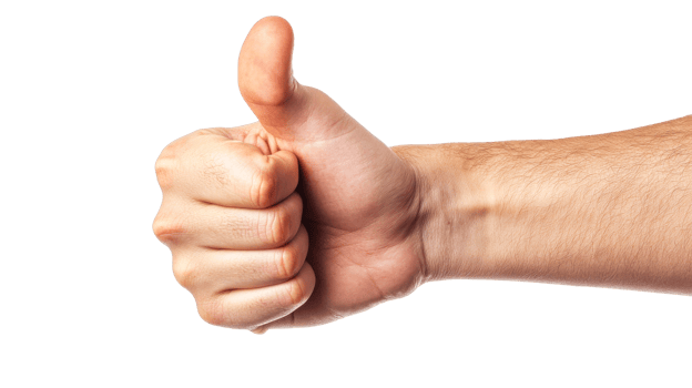 Hand giving thumbs up gesture for approval png
