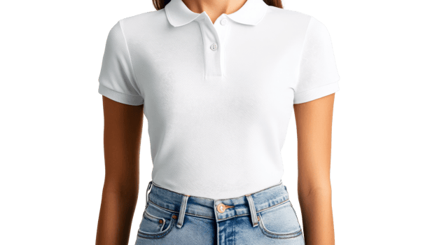 White polo shirt on model during daylight hours png