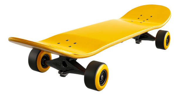 Yellow deck and wheels skateboard png
