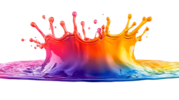 Paint colorful splashing liquid, cut out transparent png